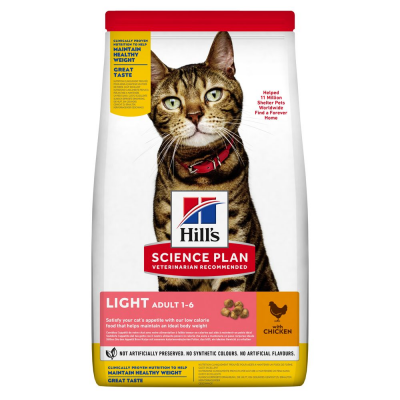 Hill's Science Plan Adult Light Сухий корм для схильних до зайвої ваги дорослих котів, з куркою, 1,5 кг