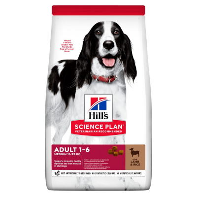 Hill’s Science Plan Adult Medium Breed Сухий корм для дорослих собак середніх порід, з ягням і рисом, 14 кг