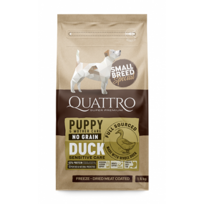 Quattro Puppy Duck Small Breed для цуценят, вагітних та лактуючих самок дрібних порід з качкою 7 кг